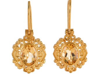 Orecchino in oro 14 carati citrino vermeil su argento sterling