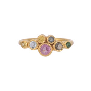 Pink Tourmaline, Emerald, Sapphire, Topaz  & Citrine 14K Gold Vermeil Over Sterling Silver Ring