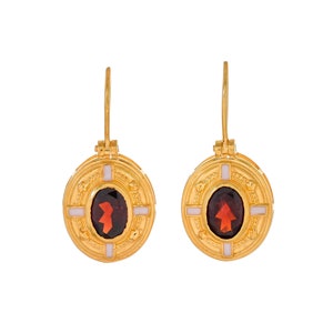 Granat-Vermeil-Ohrring aus 14-karätigem Gold über Sterlingsilber mit Emaille