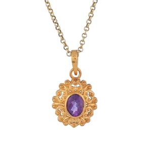 Amethyst 14K Gold Vermeil Over Sterling Silver Pendant