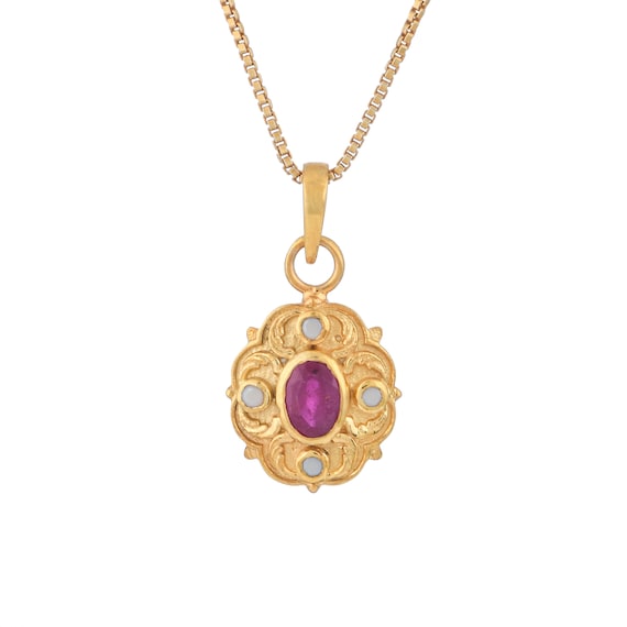 ルビー＆パール 14K ゴールド ヴェルメイユ スターリング シルバー 