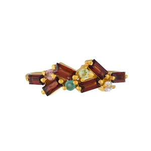 Garnet, Emerald & Peridot 14K Gold Vermeil Over Sterling Silver Ring