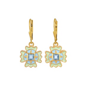 Blue Topaz Vermeil 14K Gold Over Sterling Silver Enameled Drop Earring