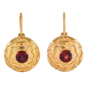 Brinco Garnet Vermeil ouro 14K sobre prata esterlina