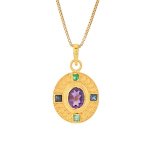 Amethyst, Smaragd & Blau Saphir 14K Gold Vermeil über Sterling Silber Anhänger