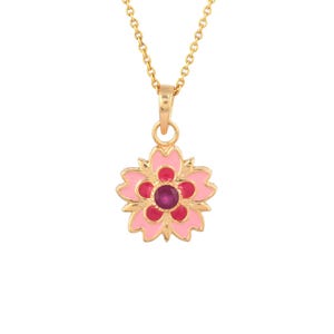 Ruby 14K Gold Vermeil Over Sterling Silver Art Deco Enameled Pendant