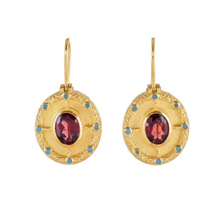 Garnet & Turquoise Vermeil 14K Gold Over Sterling Silver Earring