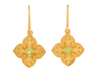 Peridot Vermeil 14K Gold Over Sterling Silver Earring