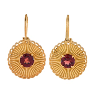 Brinco Garnet Vermeil ouro 14K sobre prata esterlina