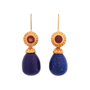 Lapis Lazuli & Granat 14K Gold Vermeil über Sterling Silber Ohrring