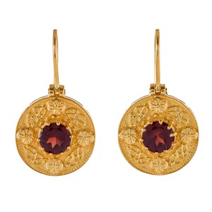 Brinco Garnet Vermeil ouro 14K sobre prata esterlina