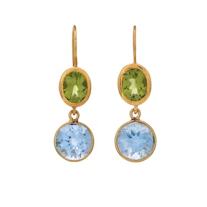 Blautopas & Peridot 14K Gold Vermeil über Sterling Silber Ohrring