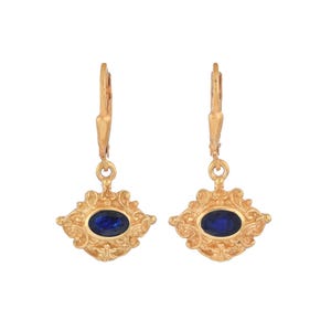 Blauer Saphir Vermeil 14K Gold über Sterling Silber Ohrring