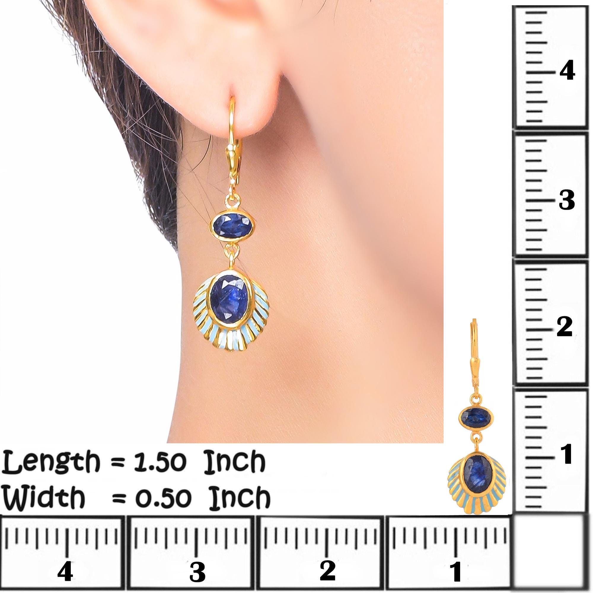 Orecchini A Goccia Zaffiro Blu E Oro Rosa 14k Vermeil - Pietra Nascita Settembre