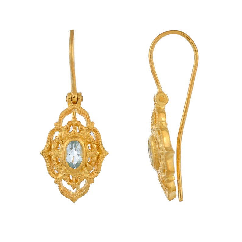 Blue Topaz Vermeil 14K Gold Over Sterling Silver Earring