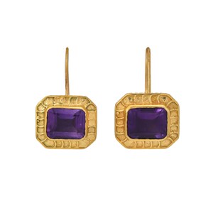 Amethyst 14K Gold Vermeil Over Sterling Silver Earring