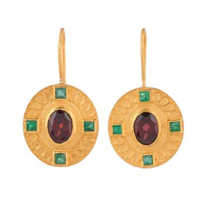 Emerald & Garnet Vermeil 14K Gold Over Sterling Silver Earring