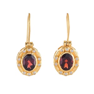 Garnet & Pearl Vermeil 14K Gold Over Sterling Silver Earring