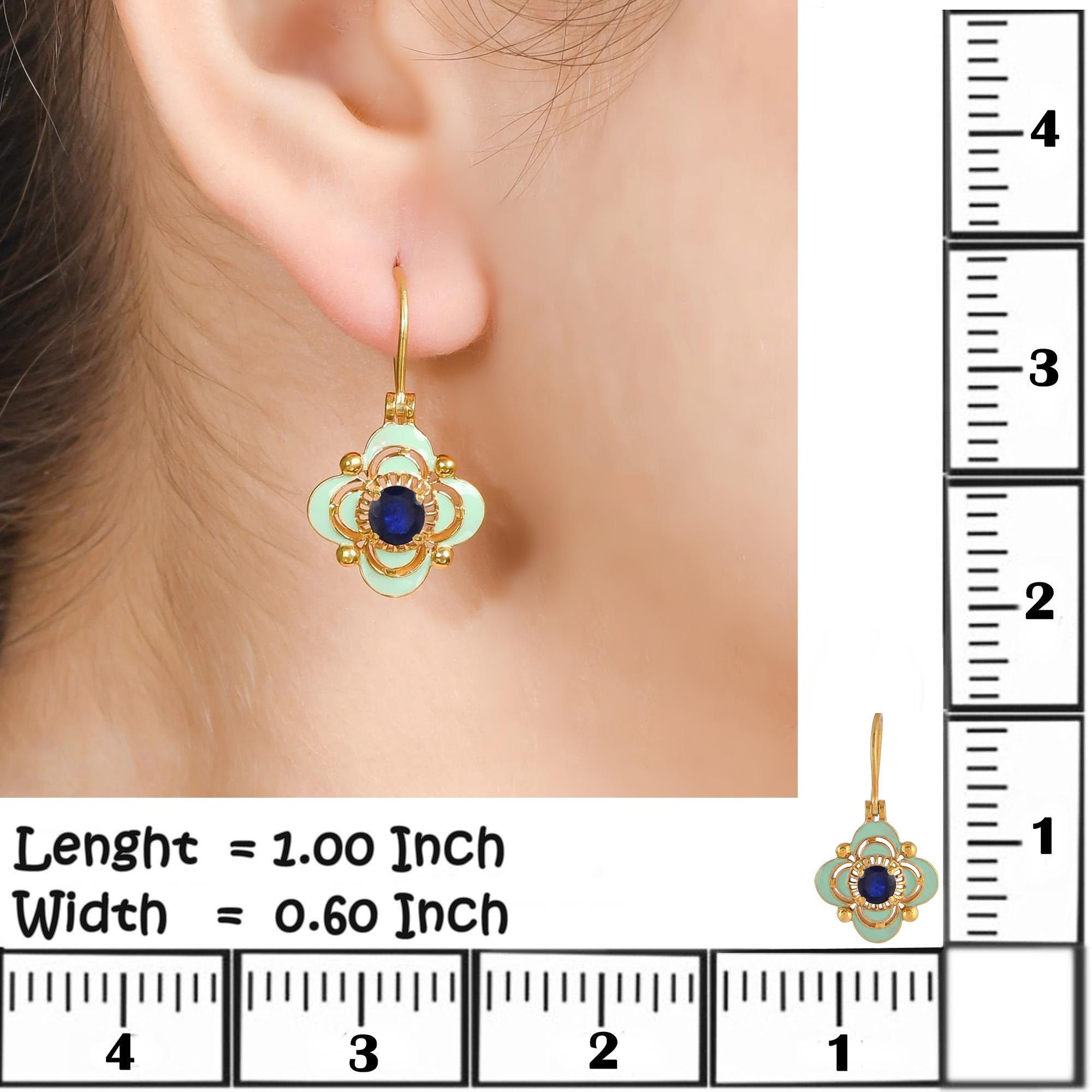 Blue Sapphire Vermeil 14K Gold Over Sterling Silver Enameled