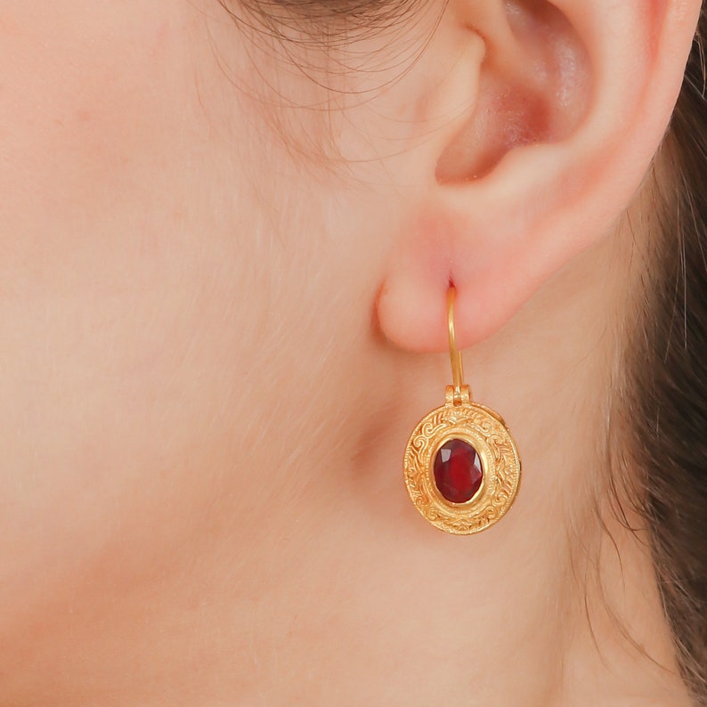 Ruby Vermeil 14K Gold Over Sterling Silver Earring