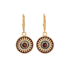Granat Vermeil 14K Gold über Sterling Silber emaillierte Ohrring