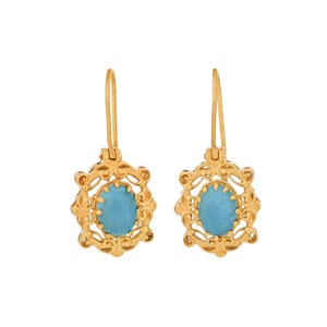 Türkis 14K Gold Vermeil über Sterling Silber Ohrring