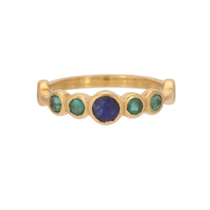 Emerald & Blue Sapphire 14K Gold Vermeil Over Sterling Silver Ring