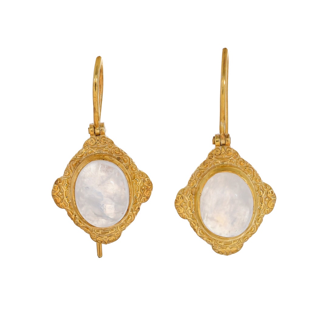 Moonstone Vermeil 14K Gold Over Sterling Silver Earring - Etsy Japan