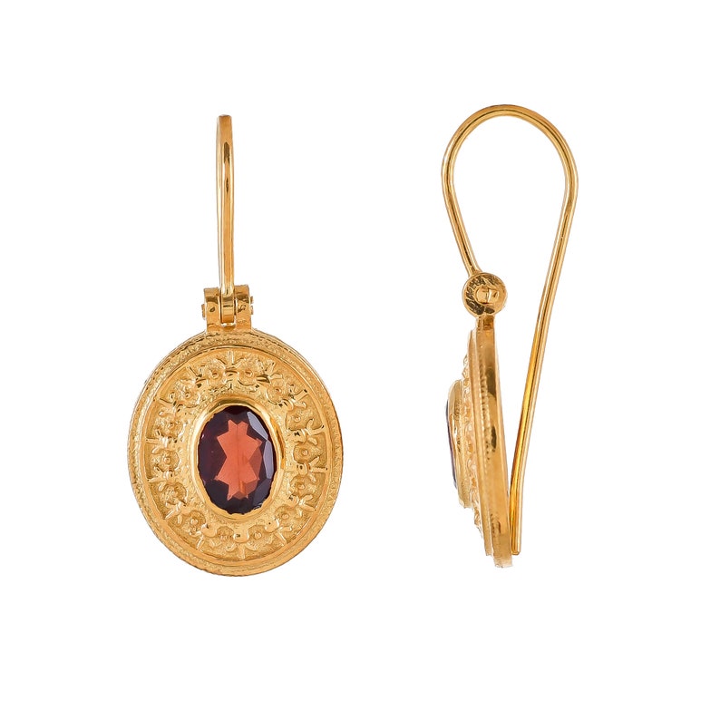 Garnet Vermeil 14K Gold Over Sterling Silver Earring