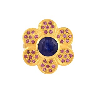 Blue Sapphire & Ruby Vermeil 14K Gold Over Sterling Silver Ring