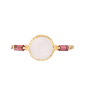 Moonstone & Garnet 14K Gold Vermeil Over Sterling Silver Ring