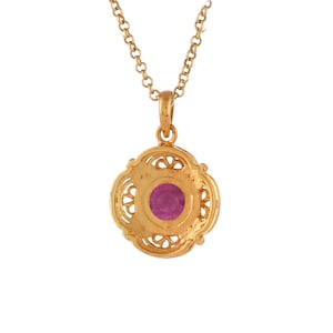 Ruby 14K Gold Vermeil Over Sterling Silver Pendant