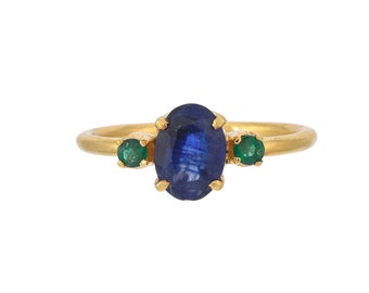 Blue Sapphire & Emerald Vermeil 14K Gold Vermeil Over Sterling Silver Ring