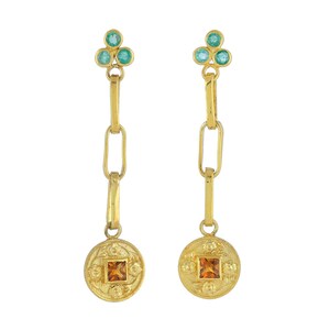 Emerald & Citrine Vermeil 14K Gold Over Sterling Silver Earring