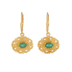 Emerald Vermeil 14K Gold Over Sterling Silver Earring