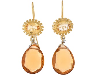 Orecchino in oro 14 carati citrino vermeil su argento sterling