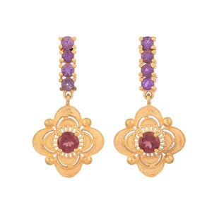 Amethyst & Granat 14K Gold Vermeil über Sterling Silber Ohrring
