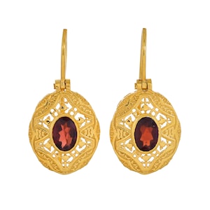 Brinco Garnet Vermeil ouro 14K sobre prata esterlina