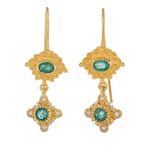 Emerald & Pearl Vermeil 14K Gold Over Sterling Silver Earring