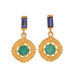 Emerald & Iolite Vermeil 14K Gold Over Sterling Silver Earring