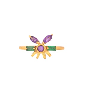 Emerald & Amethyst 14K Gold Vermeil Over Sterling Silver Ring