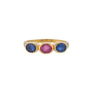 Blue Sapphire & Ruby 14K Gold Vermeil Over Sterling Silver Ring