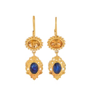Blue Sapphire & Citrine 14K Gold Vermeil Over Sterling Silver Earring
