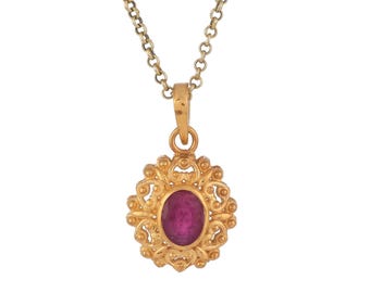 Ruby 14K Gold Vermeil Over Sterling Silver Pendant