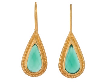 Green Onyx Vermeil 14K Gold Over Sterling Silver Earring