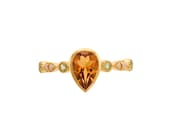 Golden Citrine, Peridot Pearl 14K Gold Vermeil Over Sterling Silver Ring
