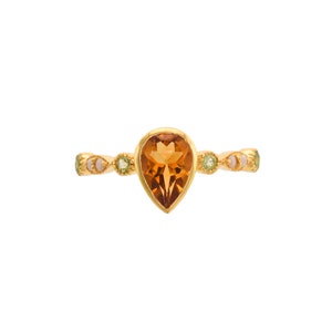 Golden Citrine, Peridot & Pearl 14K Gold Vermeil Over Sterling Silver Ring