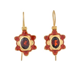 Granat Vermeil 14K Gold über Sterling Silber emaillierte Ohrring