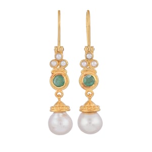 Emerald & Pearl Vermeil 14K Gold Over Sterling Silver Earring