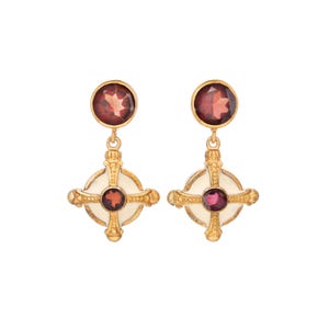 Granat 14K Gold Vermeil über Sterling Silber emaillierte Ohrring